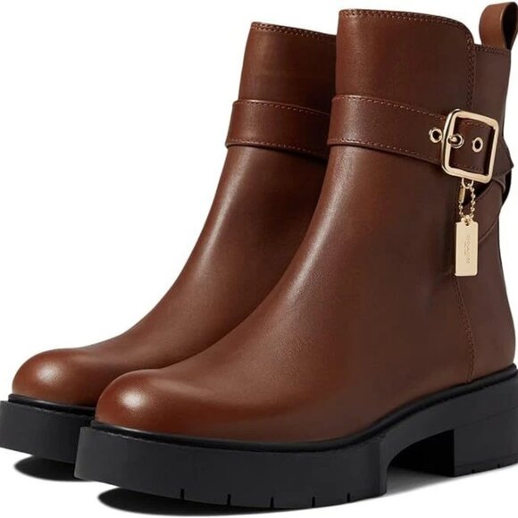 NIB$325 COACH Leather Lug Sole Ankle Boots 6.5 - Picture 5 of 15